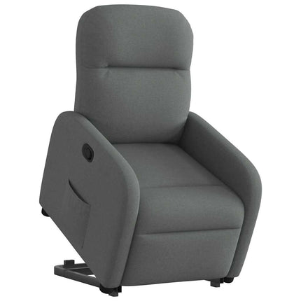 Reclinerfåtölj med uppresningshjälp mörkgrå tyg