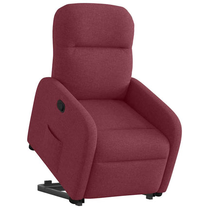 Reclinerfåtölj med uppresningshjälp vinröd tyg