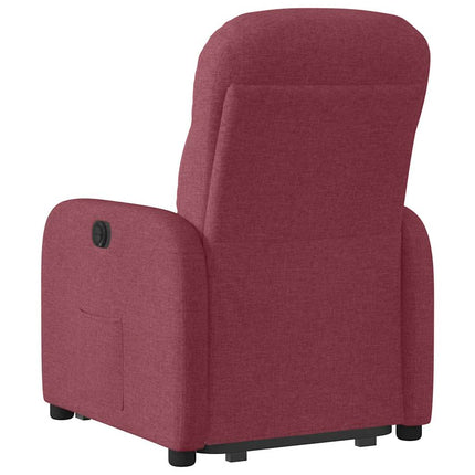 Reclinerfåtölj med uppresningshjälp vinröd tyg