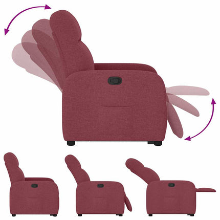 Reclinerfåtölj med uppresningshjälp vinröd tyg