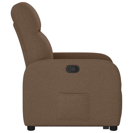 Reclinerfåtölj med uppresningshjälp brun tyg