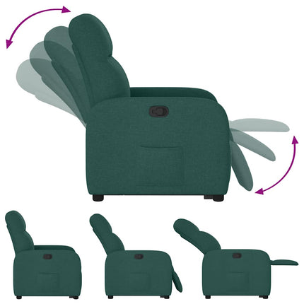 Reclinerfåtölj med uppresningshjälp mörkgrön tyg