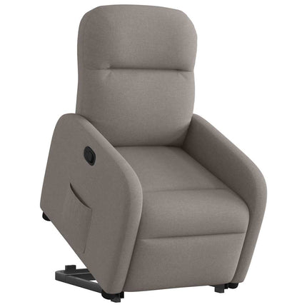 Reclinerfåtölj med uppresningshjälp taupe tyg