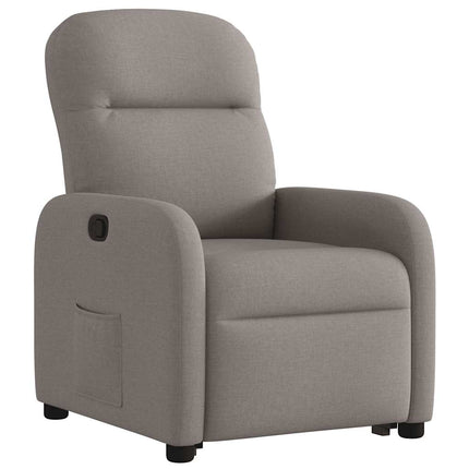 Reclinerfåtölj med uppresningshjälp taupe tyg