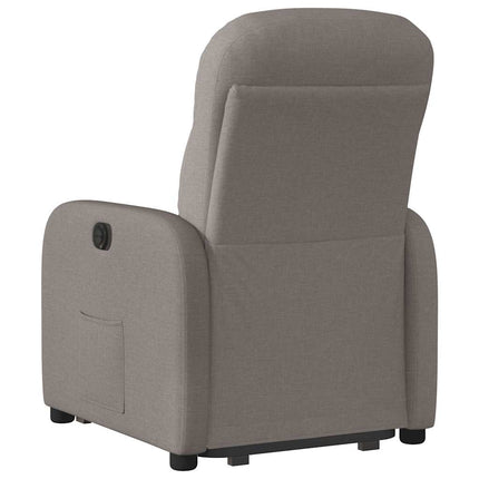 Reclinerfåtölj med uppresningshjälp taupe tyg