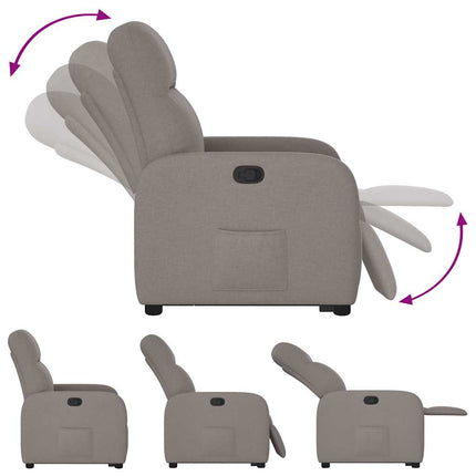 Reclinerfåtölj med uppresningshjälp taupe tyg
