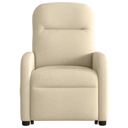 Reclinerfåtölj med uppresningshjälp gräddvit tyg