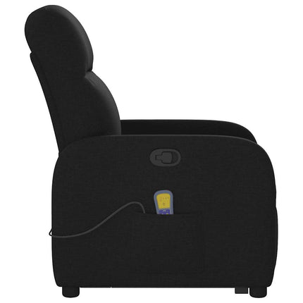Massagefåtölj med uppresningshjälp svart tyg
