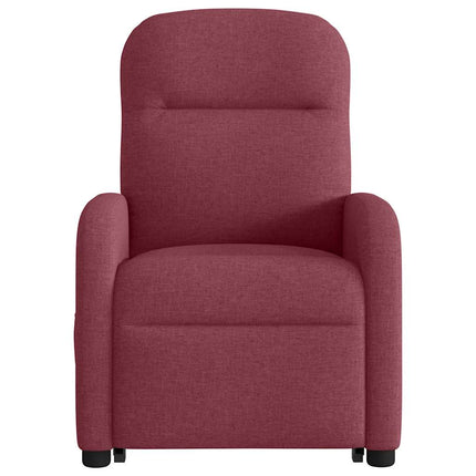 Massagefåtölj med uppresningshjälp vinröd tyg