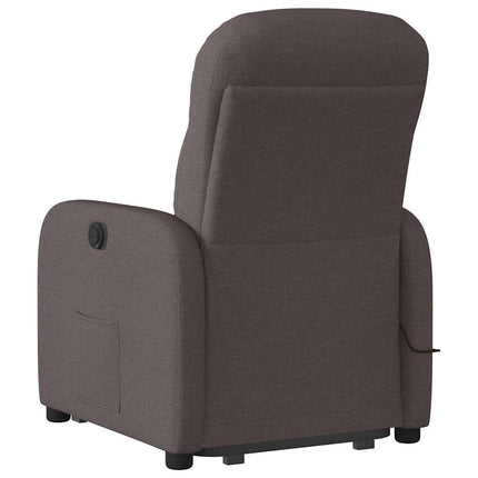 Massagefåtölj med uppresningshjälp mörkbrun tyg