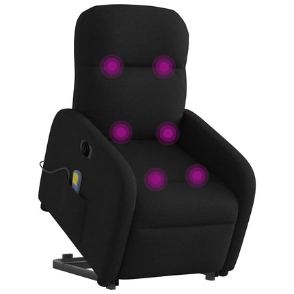 Elektrisk massagefåtölj med uppresningshjälp svart tyg