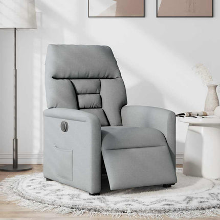 Elektrisk reclinerfåtölj ljusgrå tyg