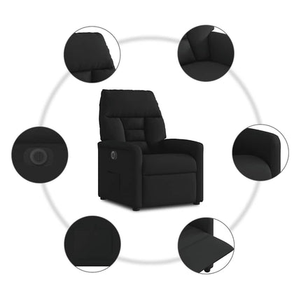 Elektrisk reclinerfåtölj svart tyg