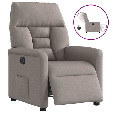 Elektrisk reclinerfåtölj taupe tyg