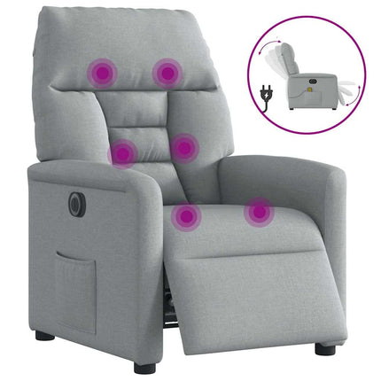 Elektrisk massagefåtölj ljusgrå tyg