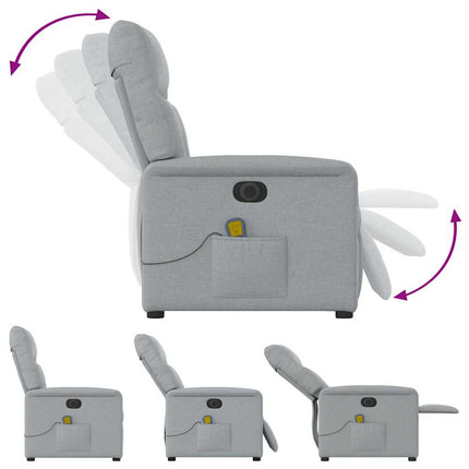 Elektrisk massagefåtölj ljusgrå tyg