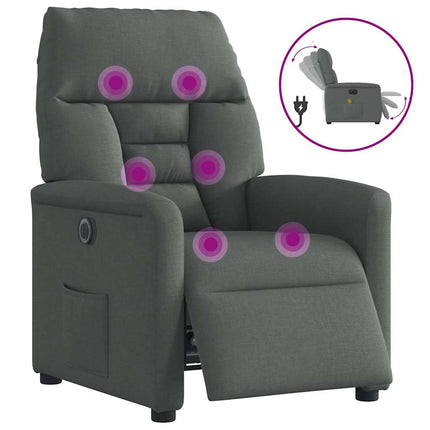 Elektrisk massagefåtölj mörkgrå tyg
