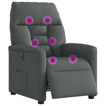 Elektrisk massagefåtölj mörkgrå tyg