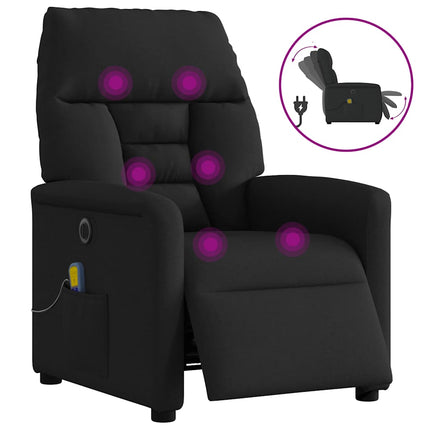 Elektrisk massagefåtölj med uppresningshjälp svart tyg