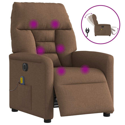 Elektrisk massagefåtölj brun tyg