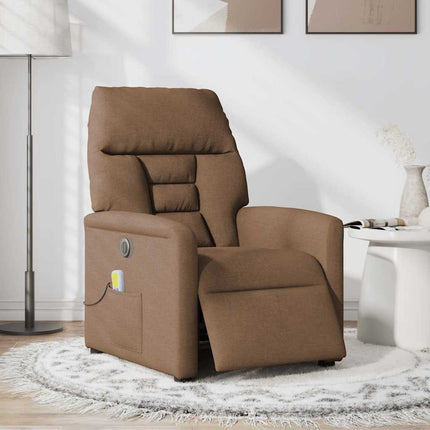 Elektrisk massagefåtölj brun tyg