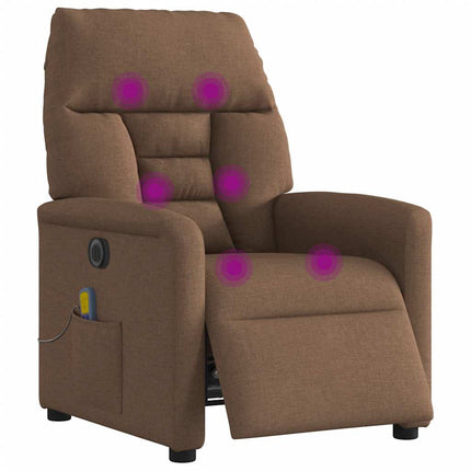 Elektrisk massagefåtölj brun tyg