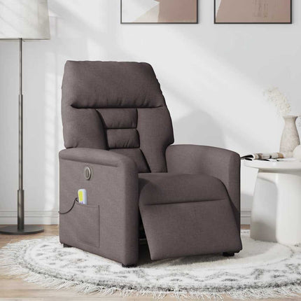 Elektrisk massagefåtölj mörkbrun tyg