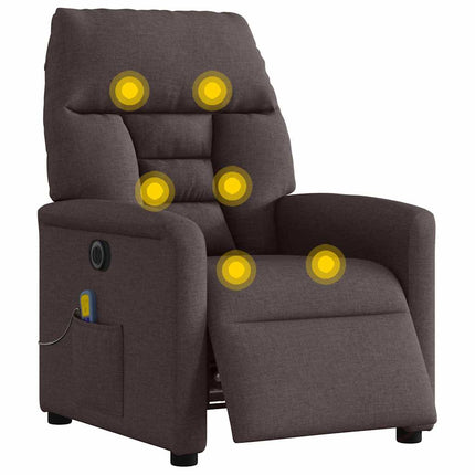 Elektrisk massagefåtölj mörkbrun tyg