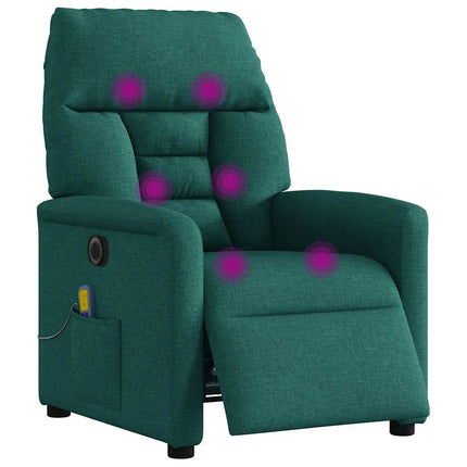 Elektrisk massagefåtölj mörkgrön tyg
