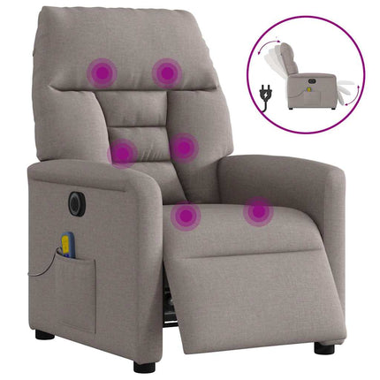 Elektrisk massagefåtölj taupe tyg
