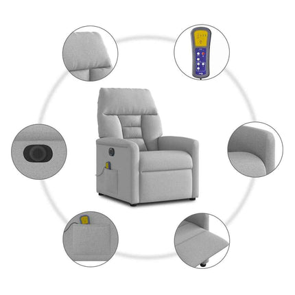 Elektrisk massagefåtölj molngrå tyg