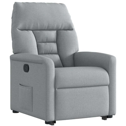 Reclinerfåtölj med uppresningshjälp ljusgrå tyg