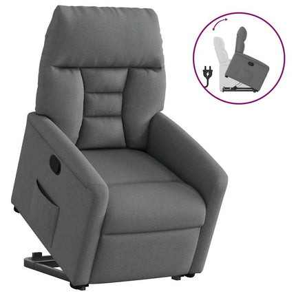 Reclinerfåtölj med uppresningshjälp mörkgrå tyg