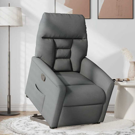 Reclinerfåtölj med uppresningshjälp mörkgrå tyg