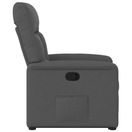 Reclinerfåtölj med uppresningshjälp mörkgrå tyg
