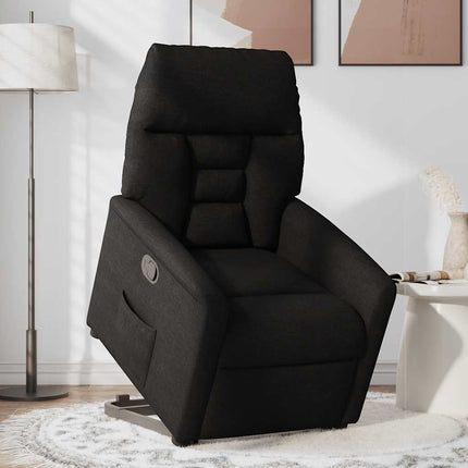Reclinerfåtölj med uppresningshjälp svart tyg
