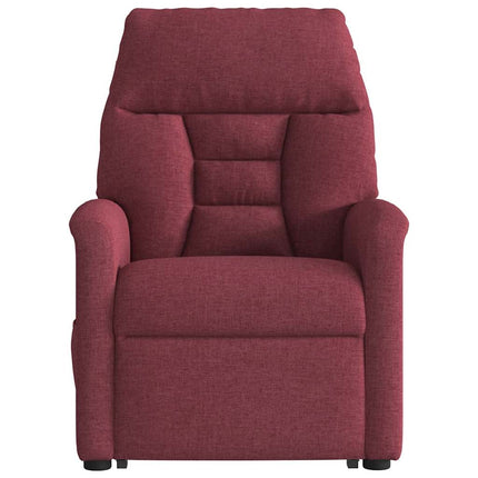 Reclinerfåtölj med uppresningshjälp vinröd tyg