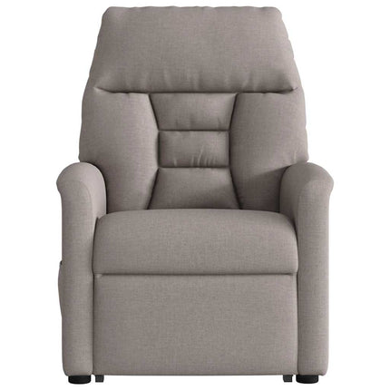 Reclinerfåtölj med uppresningshjälp taupe tyg