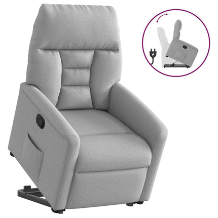 Reclinerfåtölj med uppresningshjälp molngrå tyg