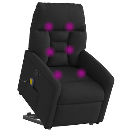 Massagefåtölj med uppresningshjälp svart tyg