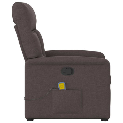 Massagefåtölj med uppresningshjälp mörkbrun tyg