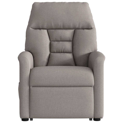Massagefåtölj med uppresningshjälp taupe tyg
