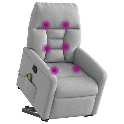 Massagefåtölj med uppresningshjälp molngrå tyg