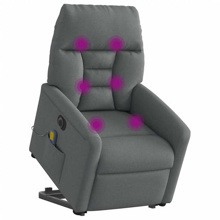 Elektrisk massagefåtölj med uppresningshjälp mörkgrå tyg