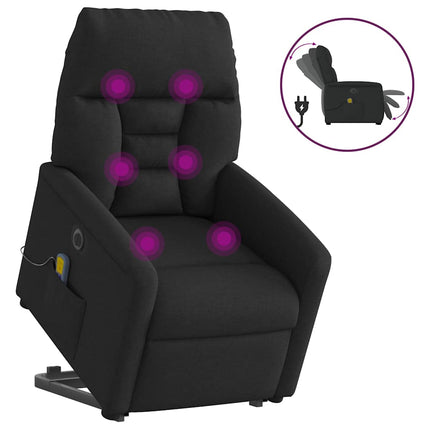 Elektrisk massagefåtölj med uppresningshjälp svart tyg
