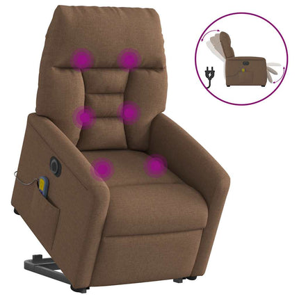 Elektrisk massagefåtölj med uppresningshjälp brun tyg