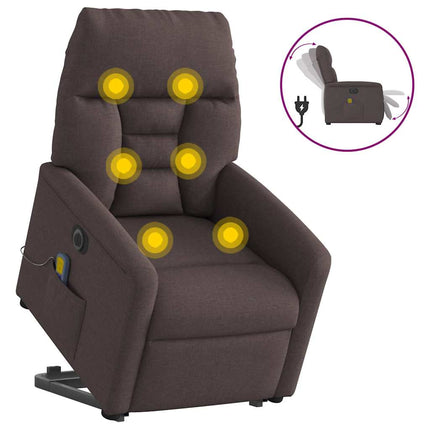 Elektrisk massagefåtölj med uppresningshjälp mörkbrun tyg