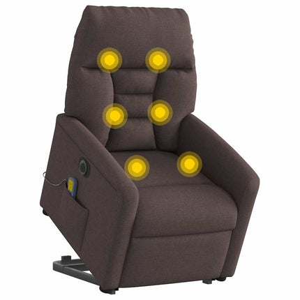Elektrisk massagefåtölj med uppresningshjälp mörkbrun tyg