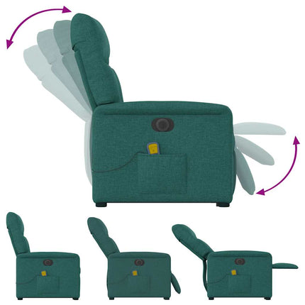 Elektrisk massagefåtölj med uppresningshjälp mörkgrön tyg