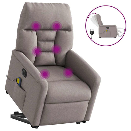 Elektrisk massagefåtölj med uppresningshjälp taupe tyg